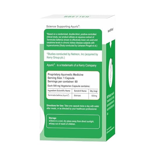Image of BBETTER UricUrja - Lab Tested Ayurvedic Medicine for Uric Acid Levels Management | Supports Kidney Health | Gout Pain Relief Medicine | 180 Capsules for Healthy Uric Acid Levels