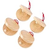 Toyvian Finger Castanets Wooden Spanish Castanet Wooden Mini Castanet Musical Instrument for Childre