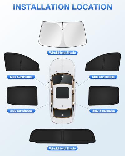 Image of Canvcle Sunshades for Chevrolet /Chevy Silverado EV & GMC Sierra EV 2024 2025 2026 Accessories Windshield Sun Shade Side Rear Window Shade Cover Sun Visor Shield Privacy Keep Vehicle Cool Black 6PCS