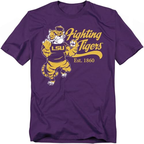Louisiana State University LSU Official Mike The Fighting Tiger Unisex Adult T-Shirt Purple Large