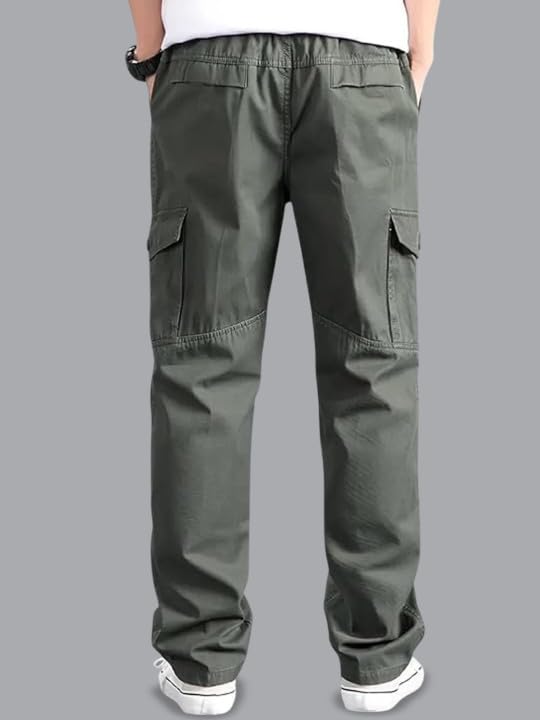Image of FABRIPPLE Men's Olive Green Cargo Pants | Relaxed Fit Utility Trousers | Multi Pocket Casual Wear | Stylish Streetwear Bottomwear for Men