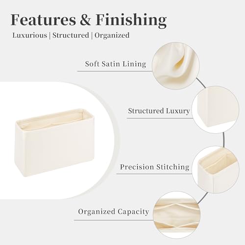 Image of Purse Organizer Insert for Lady Dior Small Bags, Satin Luxury Bag Insert, Lightweight & Portable Purse Shaper with Pockets, Ideal for Travel, Shopping, and Daily Use(Craie, Lady Small)