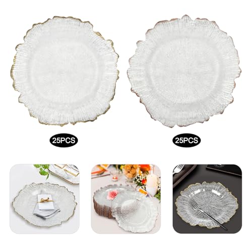 Platos de plástico desechables 32 cm con borde dorado, pack 25 miniatura 6