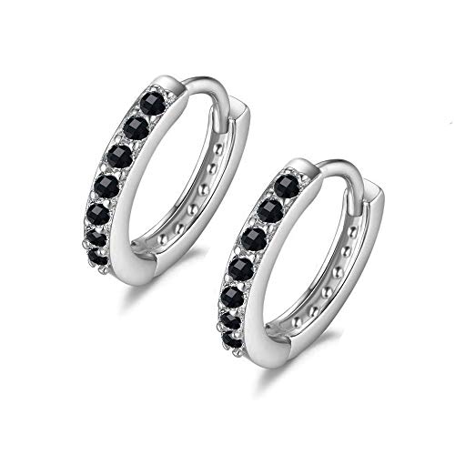 Preisvergleich Produktbild Kleine Kreolen, 7 mm, Sterlingsilber, schwarzer Cubic Zirkonia