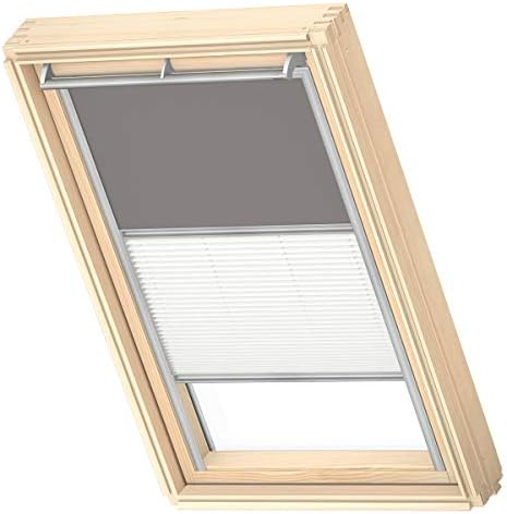 VELUXOriginal Roof Window Duo Blackout Blind for MK08, Grey, with Grey Guide Rail