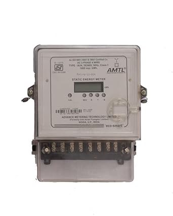 AMTL AC Static Energy Meter 10.60 A Three Phase Four Wire Digital Multi-function Electrical Energy Meter with electronic LCD Display (1600 imp/kWh)