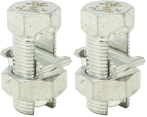 Image of Southwire SB2 /0-8CPD Split Bolt Connector, 1PK, 2 /0 STR-1 /0 STR, Dual-Rated for use with Copper & Aluminum Conductors, 2 Pack, 1 Count (Pack of 1), Gray