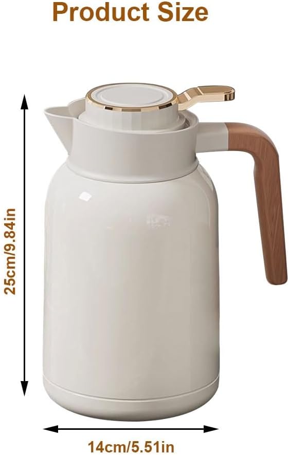 LEIYTFE 67.64oz Thermal Coffee Carafe for Keeping Hot Stainless Steel Teapot with Filter,Double Walled Vacuum Thermal Pot Flask Water Drinks Dispenser(Orange)