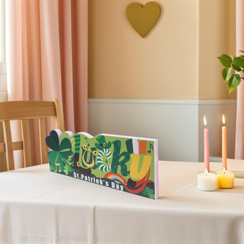 Decoración de mesa reversible para San Valentín y San Patricio, adorno rústico portátil 6