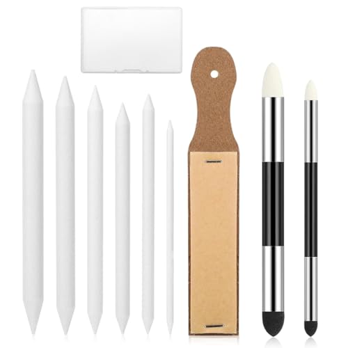JYNXOR 9 Pièces Estompe en Papier Dessin, Tortillons Estompes Dessin, Estompeur Dessin, Double Extrémité Tortillons Estompes Dessin, PÉponge Réutilisable, Stylos...