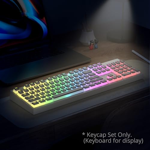 Image of PBT Grey Pudding Keycaps Set 117 Keys, Double Shot Translucent OEM Profile for ISO & ANSI Layout 61 /68 /84 /87 /104 Keys Mechanical Keyboard(Grey Pudding)