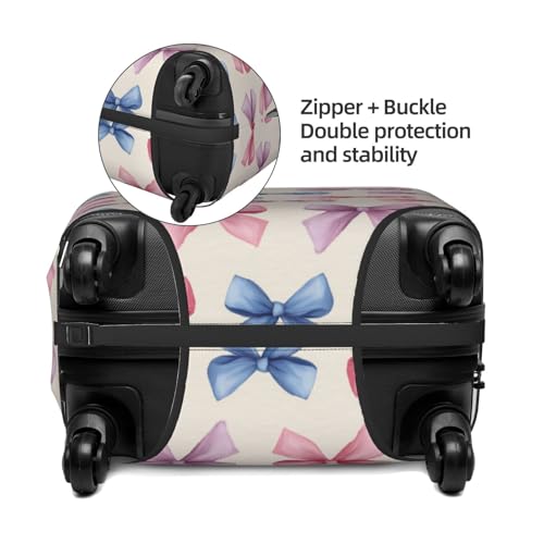 Pink And Blue Ribbon Bows Pattern Elastic Travel Luggage Covers Dustproof Scratch-Resistant Suitcase Protector Fit 22-24 Inch2