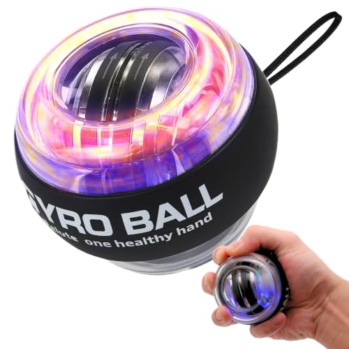 Auto-Start Gyro Ball Wrist Strengthener Torque Ball Hand Exerciser for Grip Strength Forearm Exerciser & Wrist Trainer Easy Power Ball for Seniors & Beginners (Black)