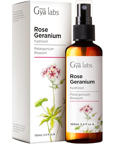 Gya Labs Rose Geranium Hydrosol - 3.4 Fl Oz - Face & Body Mist for Skin Toner & Hair Refresher - As Pillow, Room & Linen Spray for Fresh Scent