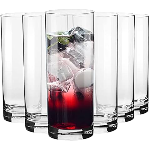 Krosno Tall Water Drinking Glasses, Set of 6, 16.9 oz, Balance Collection, Highball Crystal Glass, Ideal Everyday Drinking Glasses, Dishwasher Safe, Gift Idea Cover