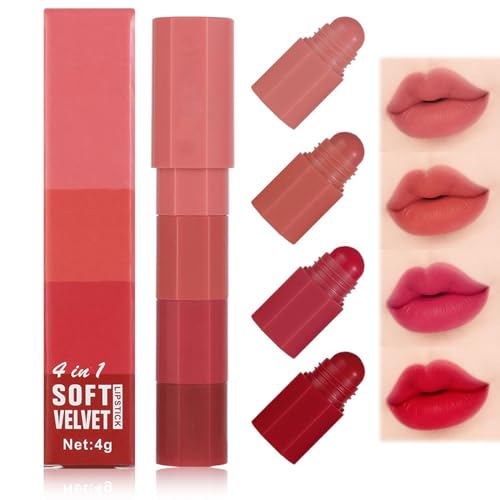 Nude Pink Lipstick Set, 4 Colors Moisture Shine Hydrating Lipstick Pen, Long Lasting Highly Pigmented Creamy Matte Lip Gloss