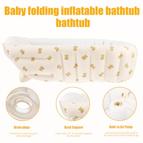 Inflatable Baby Bathtub PVC Toddler Bath Tub Built in Air Pump Foldable Travel Shower Basin Ergonomic Infant Bath Tub for Baby - Image 5