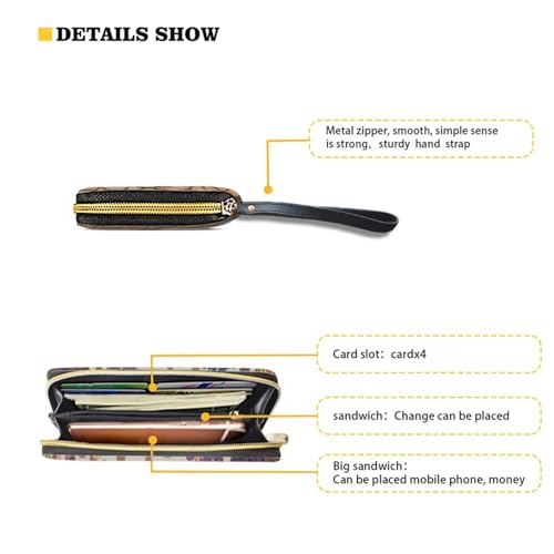 Lightweight Bear Womens Zipper Wallet for Travel Pu Leather Womens Wristlet Purse Novelty Trendy Credit Card Holder with Grip Hand Strap4