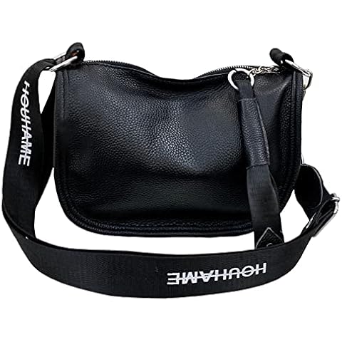 Fibrdoo Crossbody Women's Leather Shoulder Bag, Wide Strap Fashion with Removable Shoulder Strap, Black, black, Sports bags Cover