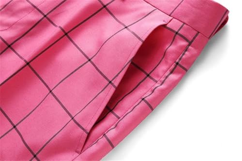 Men Plaid Suit Pants Slim Fit Straight Dress Trousers Business Office Wedding Formal Outfits3