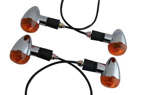 Intermitentes para Moto - Homologado - 2 Pares de Cromo de Estilo Clásico Bala Estilo Retro Cover