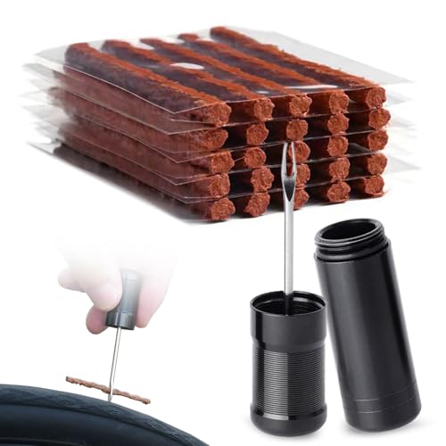 CVASNF Tubeless Reparaturset, Fahrradreifen Pannen Kit mit 1 Stücke Tire Reifenreparatur Gabelreibahle und 25 Klebestreifen Tubeless Flicken für MTB Gravelbike Road Bike Fahrrad