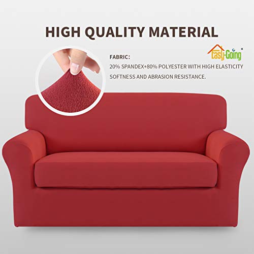 Image of Easy-Going 2 Pieces Stretch Loveseat Couch Sofa Slipcover Washable