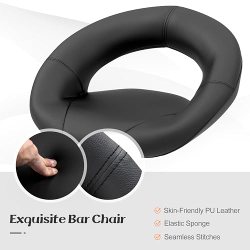 GIANTEX Juego de 4 Butacos Ajustables Giratorios con Asiento de Cuero PU Moderno para Barra de Cocina, Negro miniatura 4
