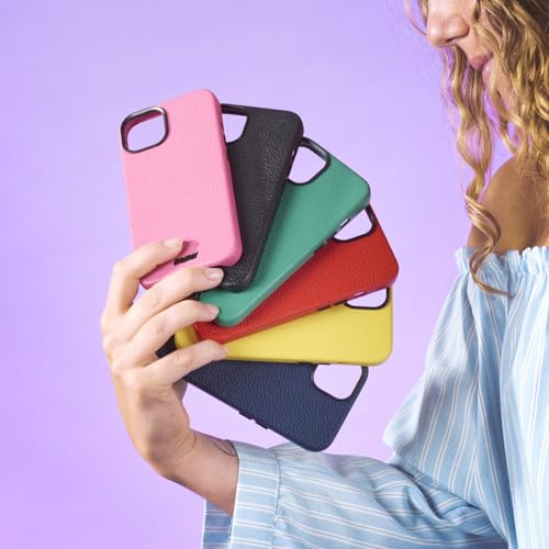 Housse iPhone 13 Mini rose en simili cuir avec intérieur microfibres