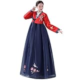 Generic Women's Korean Hanbok Dress - Red, Small, V-Neck, High Waist, Solid, Wedding, Korean Culture, Casual, Polyester, Short Sleeve, Hand Wash Only