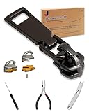 Durable Zipper Pull Replacement, Zipper Repair Kit with Fixing Tools, Professional Zippers Repair Solution for Jackets, Luggage, Bags, Tents and Outdoor Gear (Black, 5#)