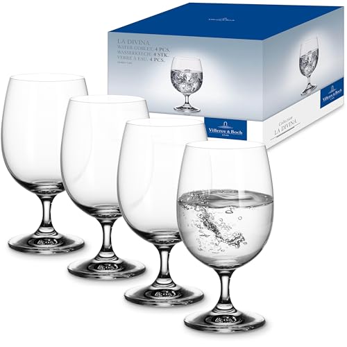 Villeroy & Boch - La Divina Wasserkelch Set 4-teilig 250 ml Klar, Spülmaschinenfest, Kleine Gläser, Trinkgläser Set, Wassergläser Set, Kristallgläser, Kristallglas