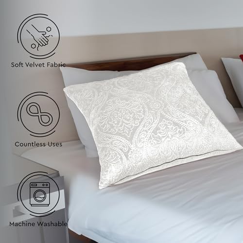 Image of Encasa XO Velvet Cushion Covers, No Inserts, Set of 2, White