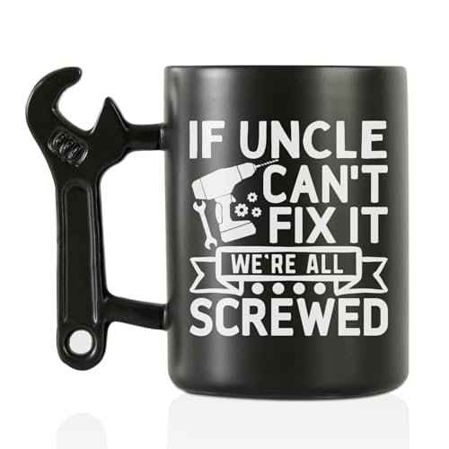Onebttl Uncle Gifts from Niece Nephew, If Uncle Can't Fix it, We're all Screw, Taza de café con mango de llave, taza de cerámica, 400 ml