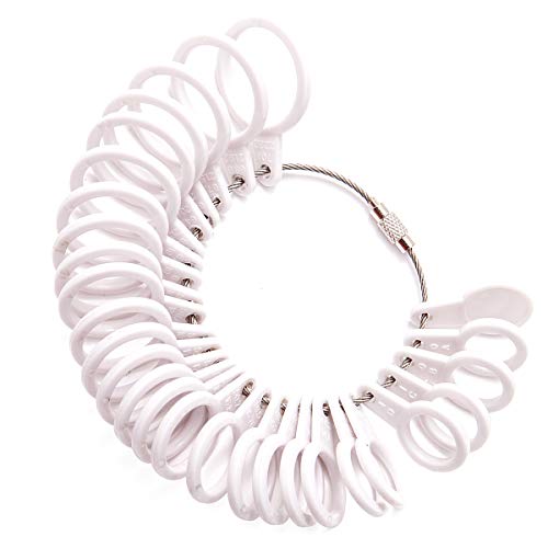 Meowoo Ringstock Ringgrössenmesser Metall Oder Kunststoff Ringmaß Ringmesser, Größenstandard UK, EU, USA und Schweiz(Kunststoffring)