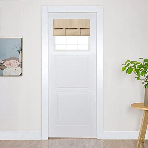 WdFour Soft Blackout Silk Look Satin Door Curtains, Elegance French Door Curtains for Privacy, Easy Installed Door Panels, Room Darkening Door Window Curtains (Beige, 24"*18", 1 Panel)