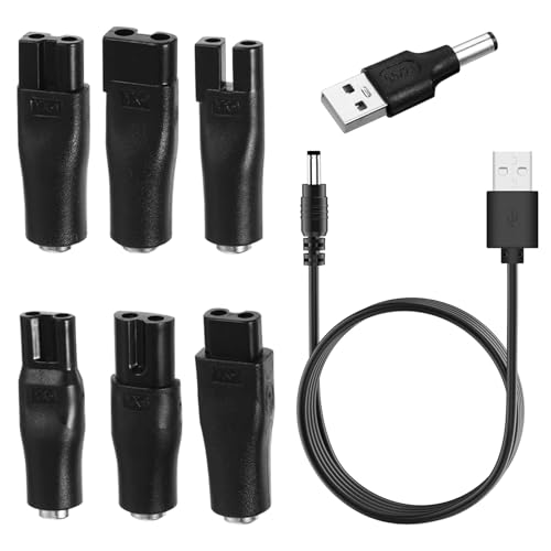 7 PCS 5V USB Netzkabel Rasierer Kabel USB Adapter Set Ladekabel Adapter Set f&uuml;r Alle Arten von Rasierern Elektrischen Pflegeger&auml;ten Haarschneidern Luftreinigern und Anderen Ladekabeln