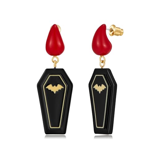 Halloween Earrings For Women Lightweight Black Coffin,Cat,Spider and Gold Snake Dangle Earrings Halloween Goth Earring Gothic Jewelry Gift