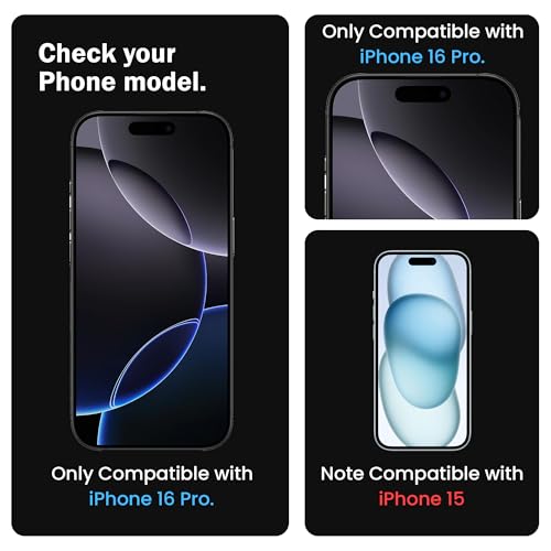 Image of FIRST MART Tempered Glass Screen Protector for iPhone 16 Pro /iPhone 17 - Full-Glue Screen Guard, 3D Edge to Edge, HD Clear, Bubble-Free, Case-Friendly, Black, Pack of 2