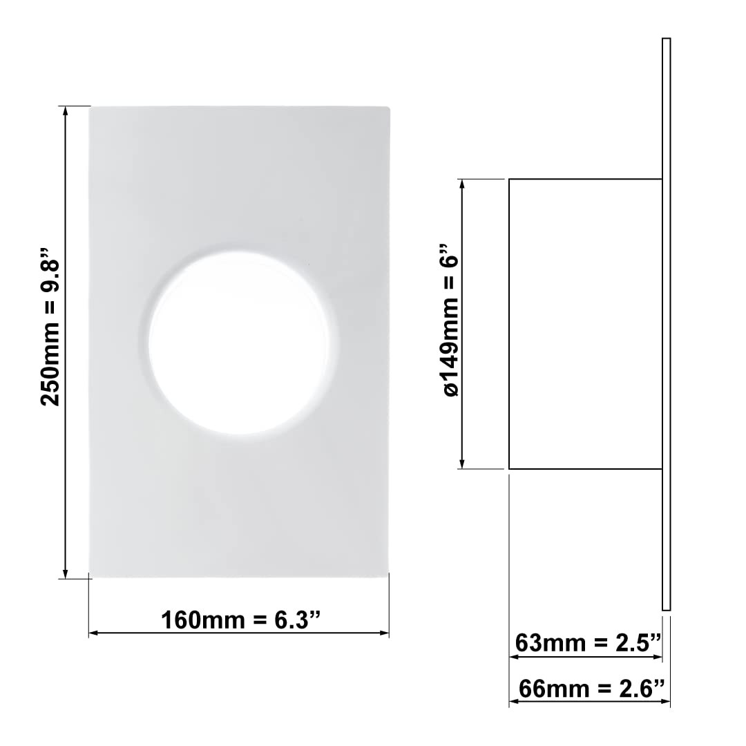 EUROPLAST 150mm Connettore dritto per condotto da 150 mm con flangia, condotto rotondo in PVC, tubo di ventilazione, piastra a parete