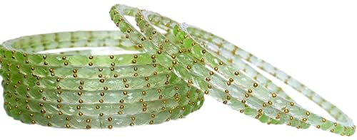 Image of JPS Plain and Glossy Finished Raindrop Glass Bangles Set for Women & Girls | Traditional Ethnic Chudi for Wedding, Party & Regular- Set of 12 Pcs of One Colour | Wedding Special
