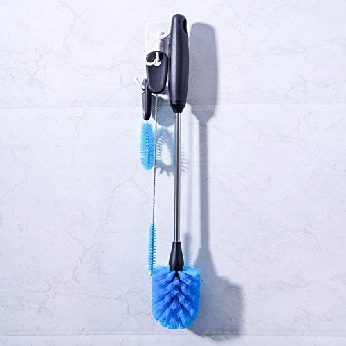 3-In-1 Stainless Steel Water Bottle Brush Set, Long Handle Water Bottle Scrubbing Brush, Built For Cleaning Narrow Neck Bottles, Sport Bottles, Baby Bottles, Coffee Mugs, Tumblers, Flask, Round Head #TOP5