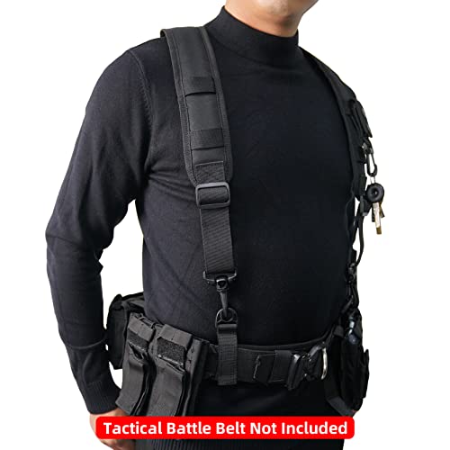KUNN Tactical Suspenders Law Enforcement Police Harness for Duty Belt with Padded,Patch and Key Holder,XL