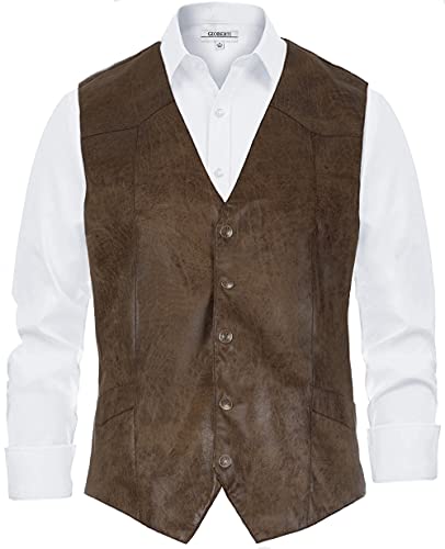 Gioberti Men's 5 Button Faux Leather Vest - Main Image