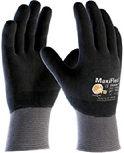 PIP Small MaxiFlex Ultimate by ATG Black Nitrile Full Coated Work Gloves With Nylon And Lycra Liner And Continuous Knit Wrist