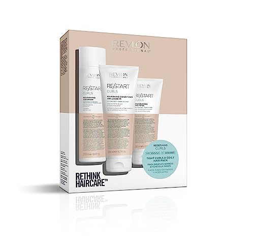 Revlon Professional - Restart Curls, Pack Para Rizos Definidos, Incluye Champú 250 ml, Acondicionar 200 ml y Gel Multiusos 150 ml, para Pelo de Ondulado a Muy Rizado, Sin Sulfatos, Sin Siliconas