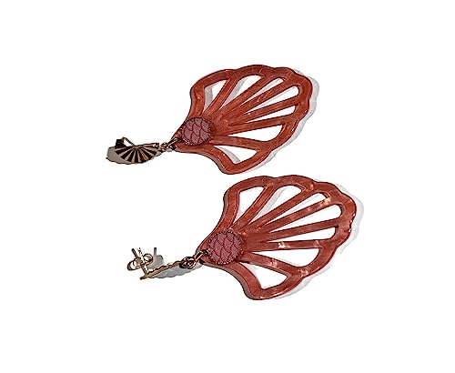 Boucles d'oreilles coquillage résine laiton or anti allergie légères