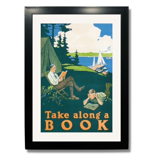 Image of Kagaz Kala - Motivational Funny Quotes - Book Readers Quotes Framed Wall Art Prints Painting Posters - Digital Vintage Posters Print, A4 Synthetic Frame (Take along a book)