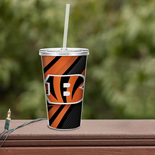 Image of Rico Industries NFL Football 16oz Clear Tumbler W /Straw for NFL Fans