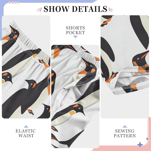 Boys' Pants Cartoon Black Penguin White Long Bottoms Jogger Pants Elastic Waist Trousers with Pockets S-XL4